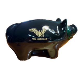 Vintage Buntingware Eagle’s Nest Black Gold Piggy Pig Bank
